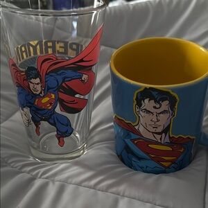 DC Warner Bros. Superman Glass and Mug Set - Blue and Red